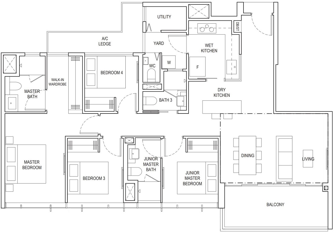 Piermont Grand EC 4 Bedroom Premium Floor Plan Type B4 124 Sqm / 1335 Sqft