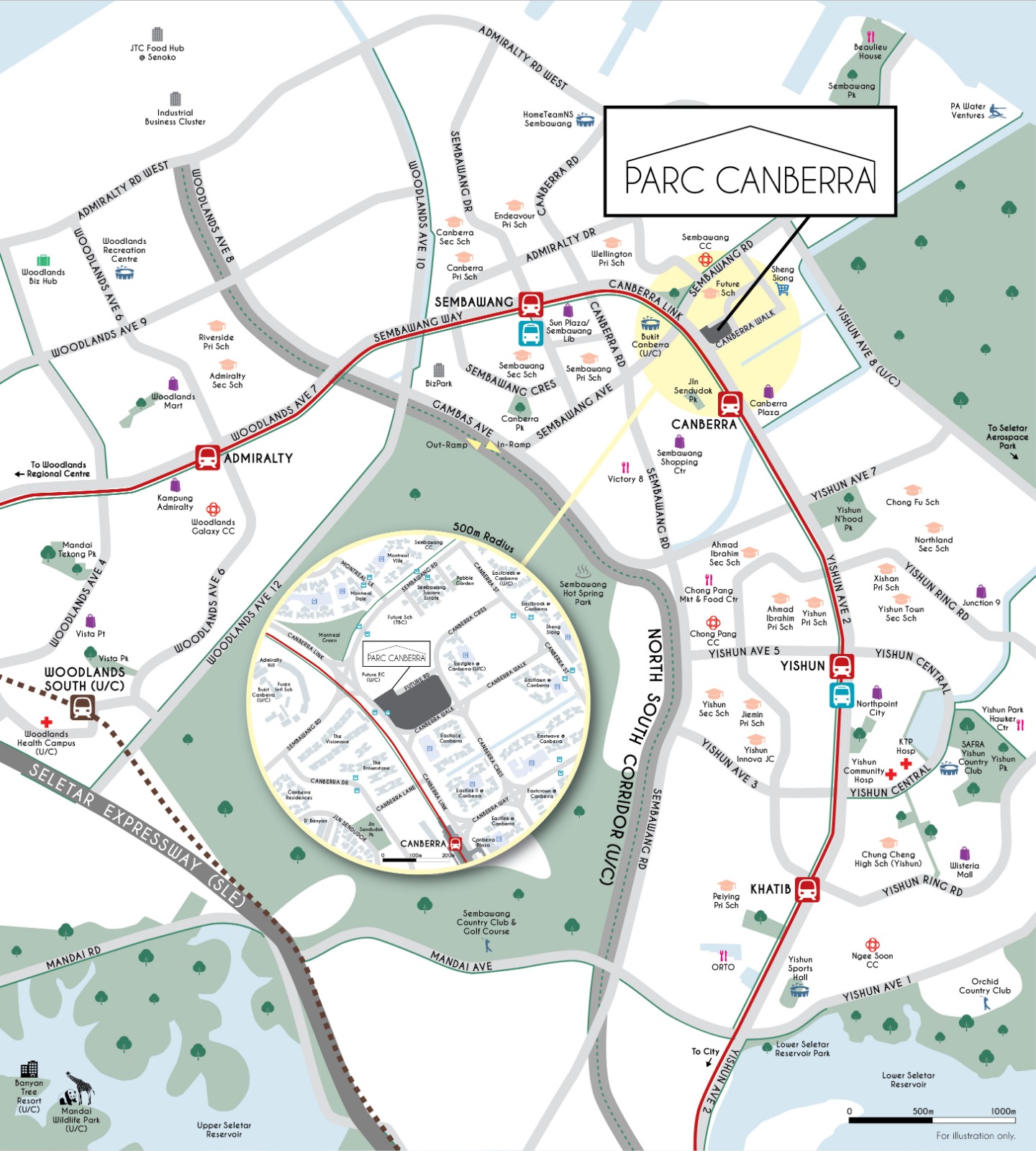 Parc Canberra EC Developer Location Map at Sembawang Canberra Link