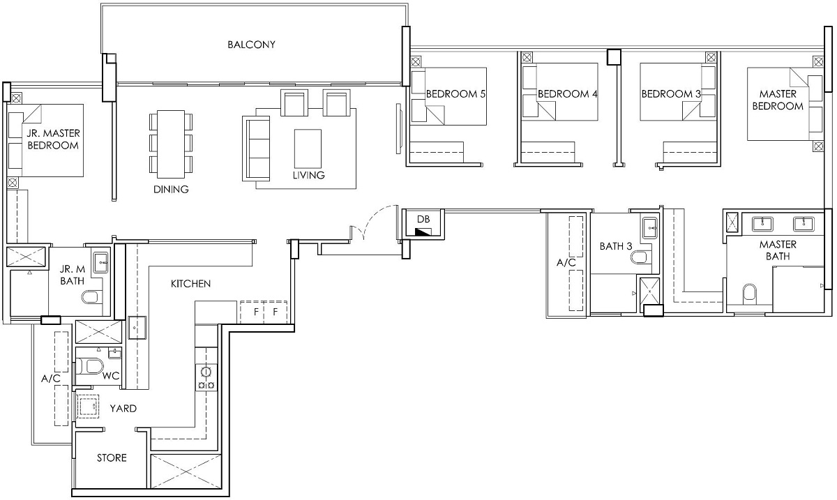 Ola EC 5 Bedroom with Store Type PH3 Floor Plan