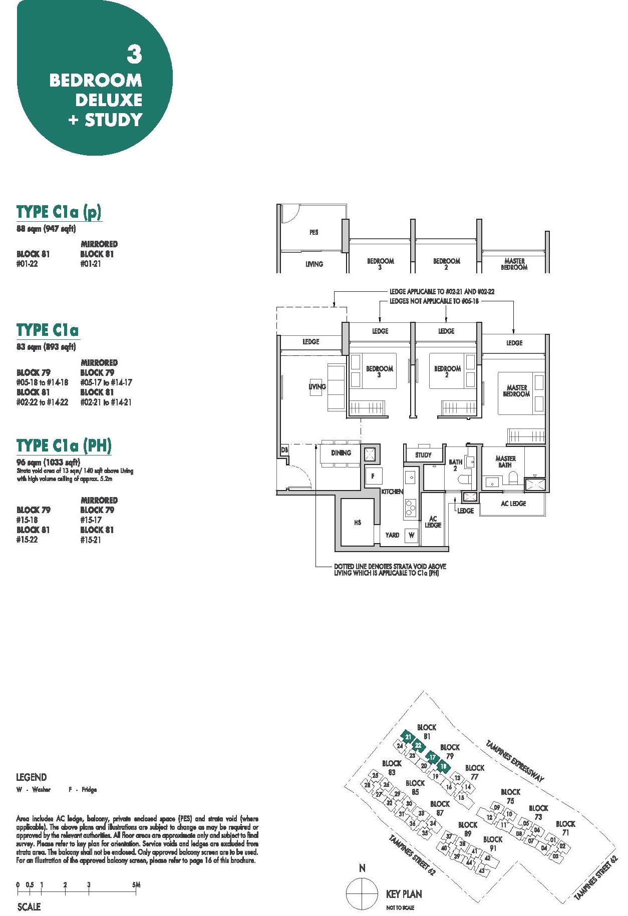 Tenet EC Floor Plan 3 Bedroom Deluxe + Study Type C1a 83 Sqm 893 Sqft