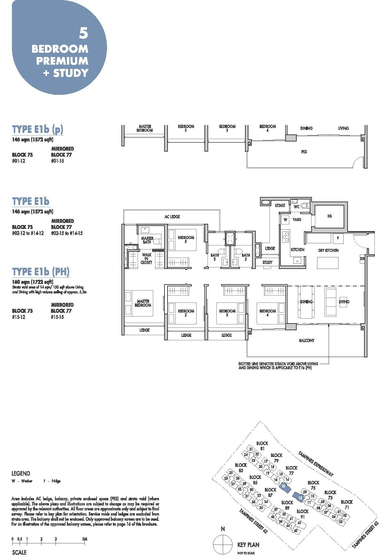 Tenet EC Floor Plan 5 Bedroom Premium + Study Type E1b 146 Sqm 1572 Sqft