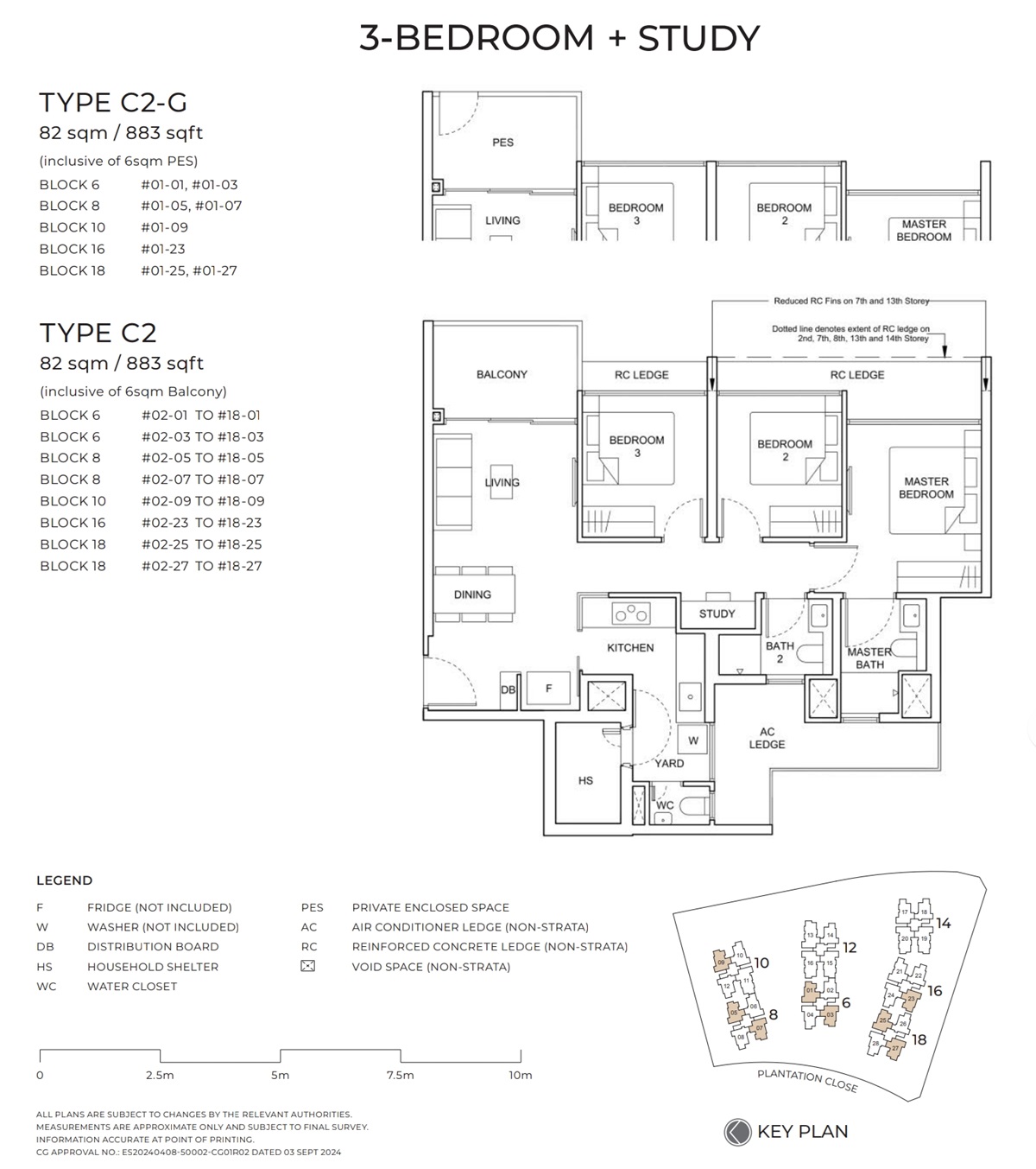 Novo Place Floor Plan 3 Bedroom + Study Type C2 82 Sqm_883 Sqft
