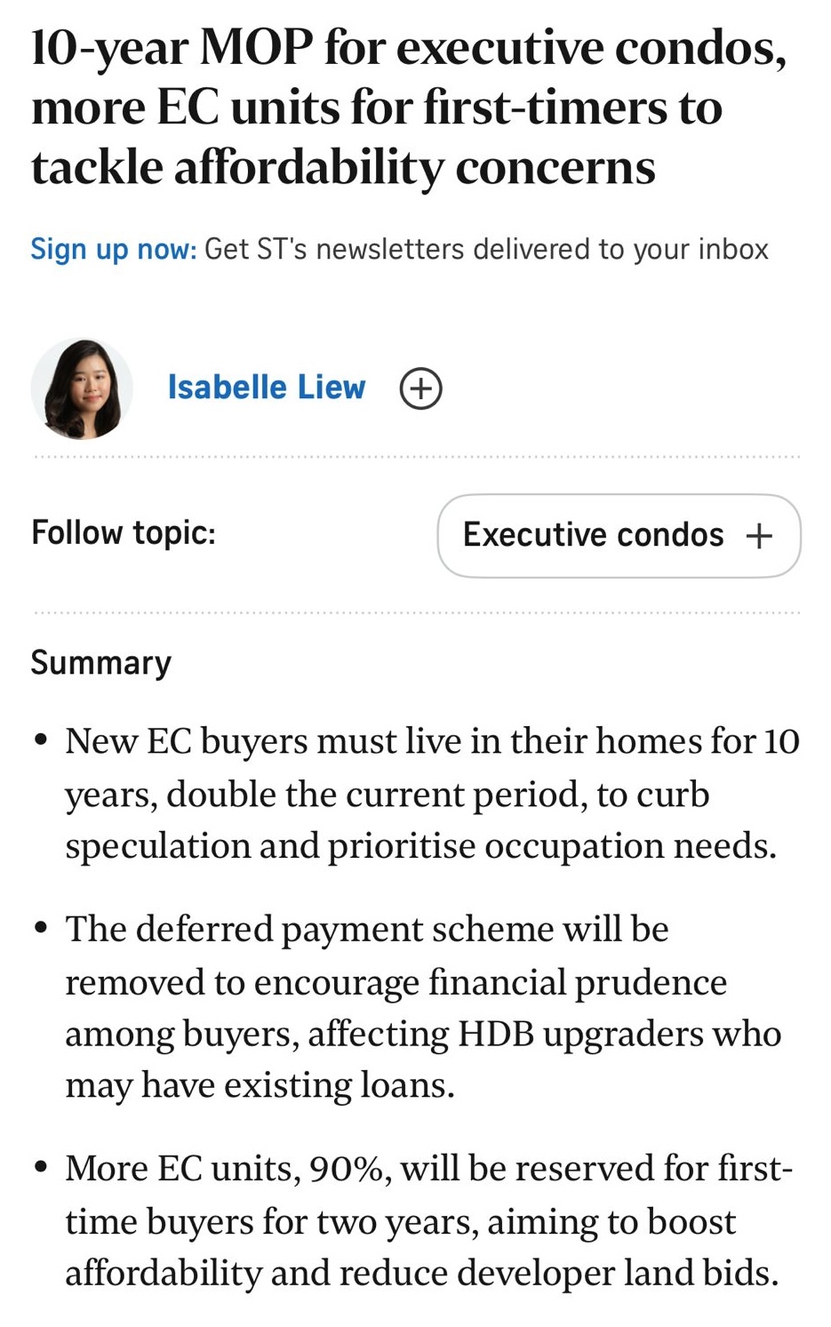 10 Year MOP for executive condos